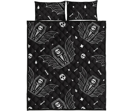 Vampire Coffin Pattern Print Quilt Bed Set