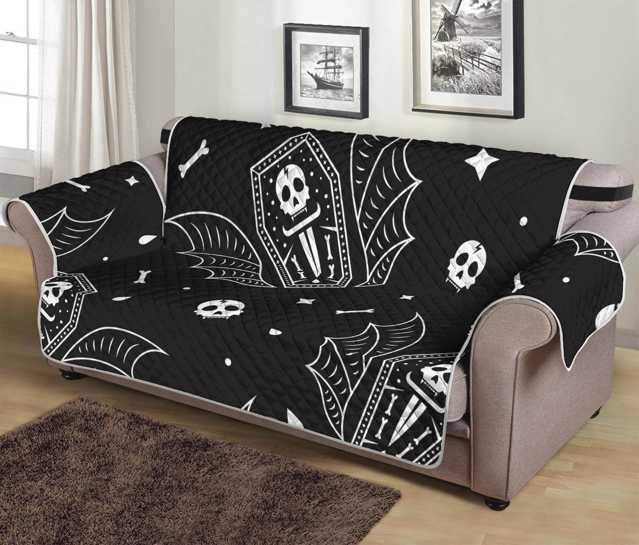 Vampire Coffin Pattern Print Sofa Protector