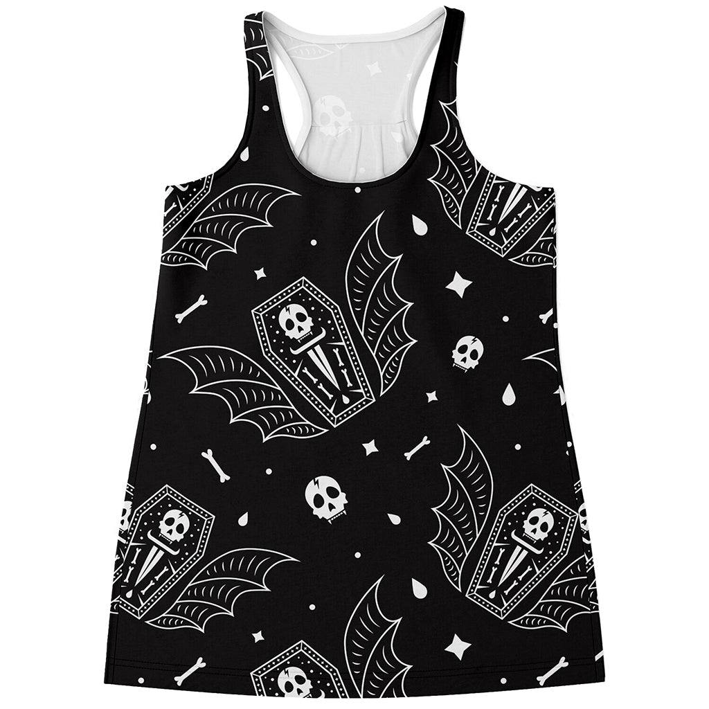 Vampire Coffin Pattern Print Women's Racerback Tank Top