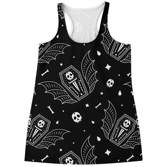 Vampire Coffin Pattern Print Women's Racerback Tank Top