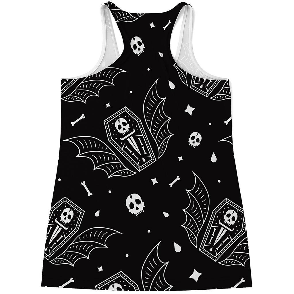 Vampire Coffin Pattern Print Women's Racerback Tank Top