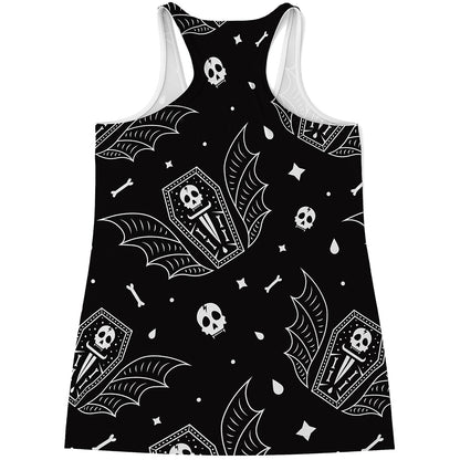 Vampire Coffin Pattern Print Women's Racerback Tank Top