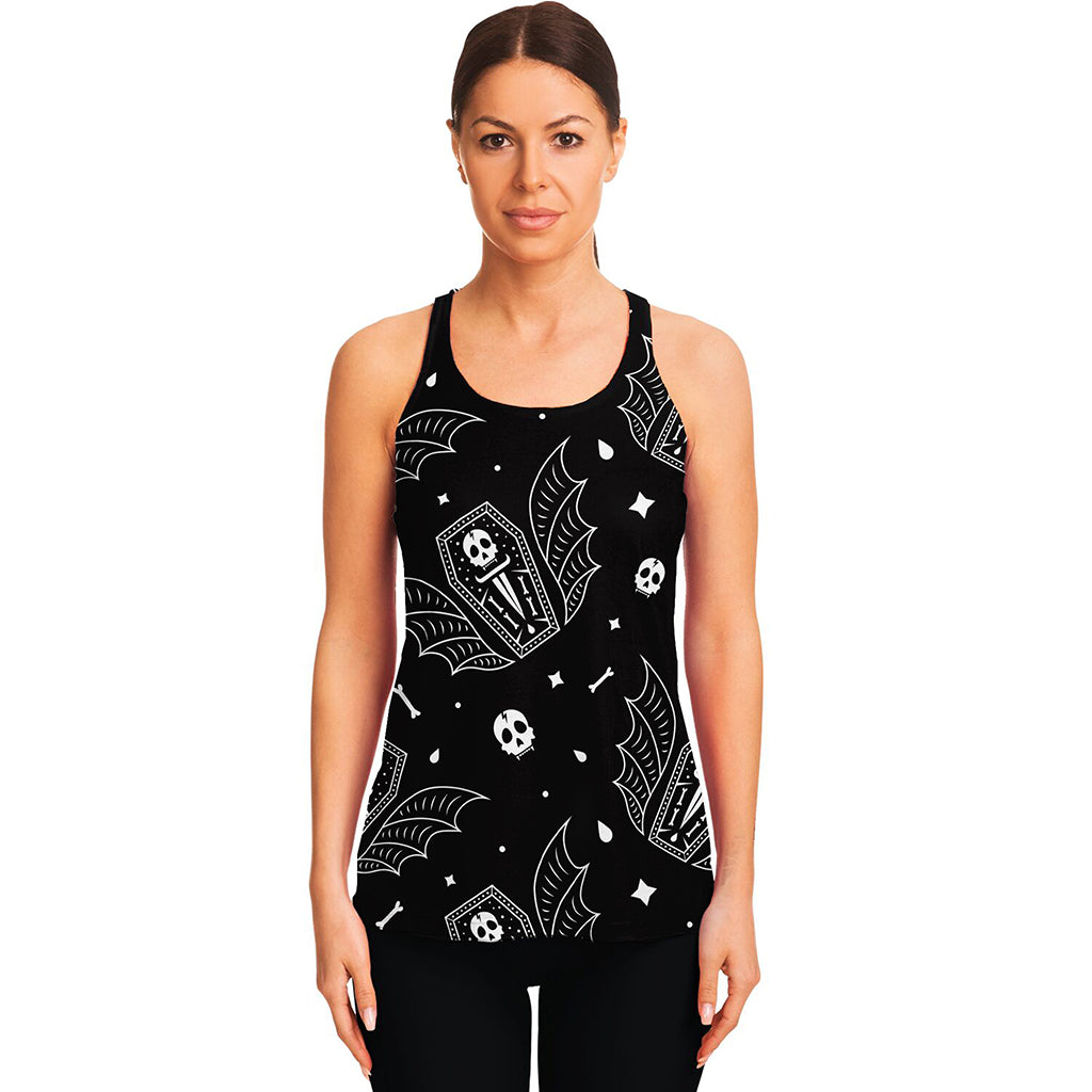 Vampire Coffin Pattern Print Women's Racerback Tank Top