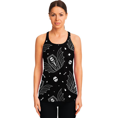 Vampire Coffin Pattern Print Women's Racerback Tank Top