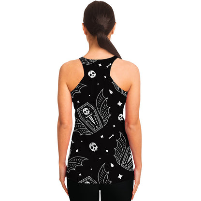 Vampire Coffin Pattern Print Women's Racerback Tank Top