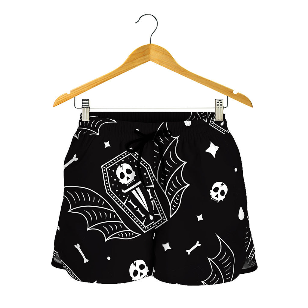 Vampire Coffin Pattern Print Women's Shorts