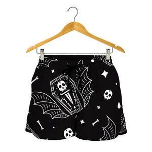 Vampire Coffin Pattern Print Women's Shorts