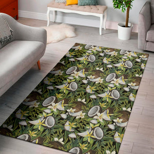 Vanilla Flower And Coconut Pattern Print Area Rug