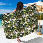 Vanilla Flower And Coconut Pattern Print Beach Sarong Wrap