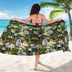 Vanilla Flower And Coconut Pattern Print Beach Sarong Wrap