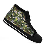 Vanilla Flower And Coconut Pattern Print Black High Top Shoes