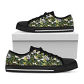 Vanilla Flower And Coconut Pattern Print Black Low Top Sneakers