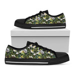 Vanilla Flower And Coconut Pattern Print Black Low Top Shoes