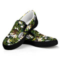 Vanilla Flower And Coconut Pattern Print Black Slip On Sneakers