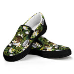 Vanilla Flower And Coconut Pattern Print Black Slip On Shoes