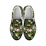Vanilla Flower And Coconut Pattern Print Black Slip On Shoes