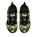 Vanilla Flower And Coconut Pattern Print Black Sneakers