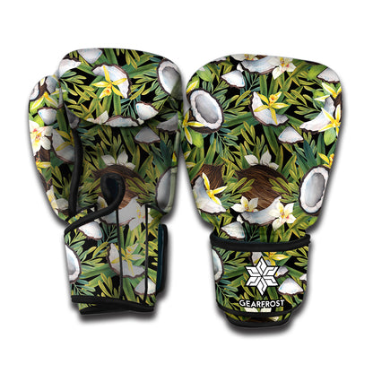 Vanilla Flower And Coconut Pattern Print Boxing Gloves