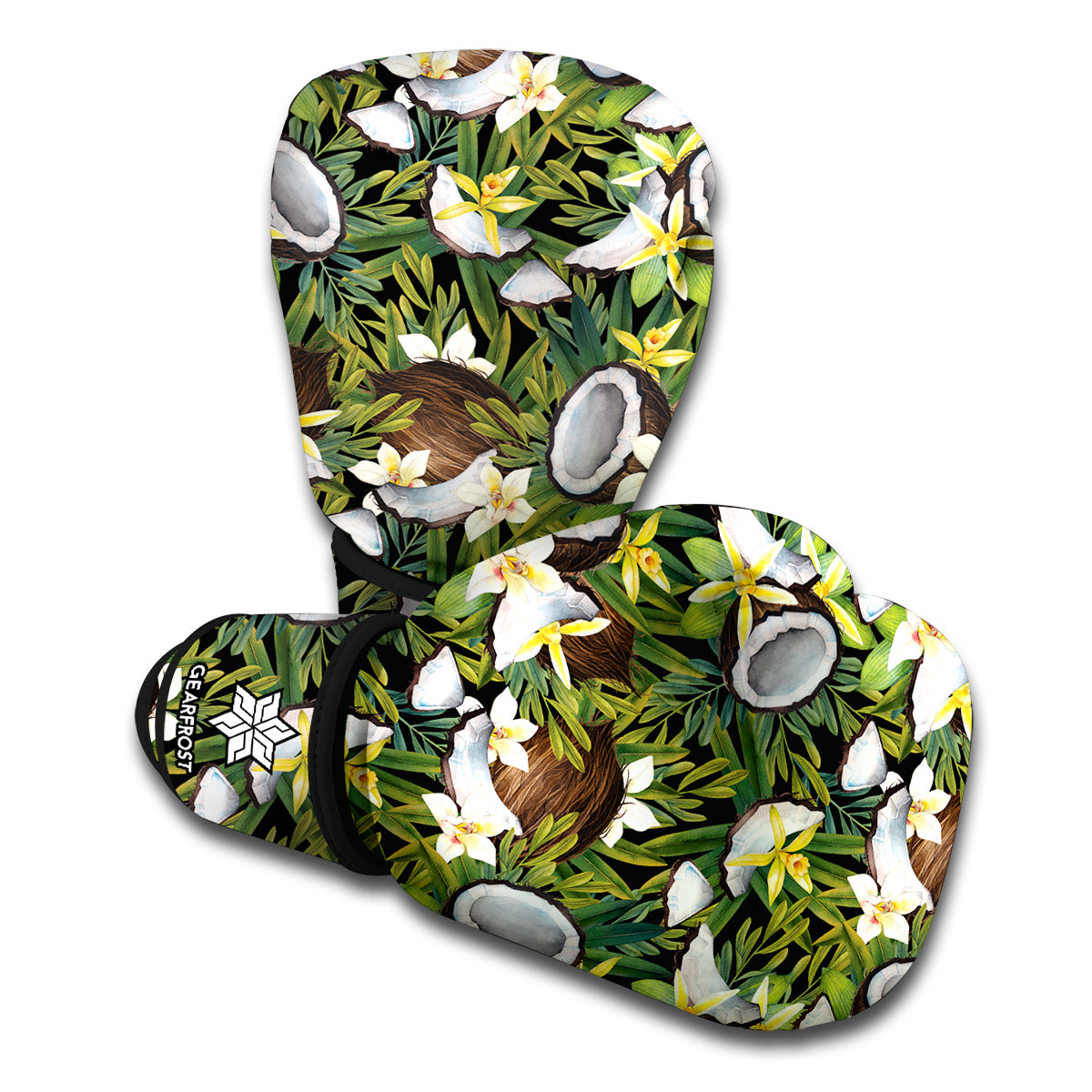 Vanilla Flower And Coconut Pattern Print Boxing Gloves