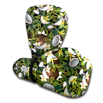 Vanilla Flower And Coconut Pattern Print Boxing Gloves