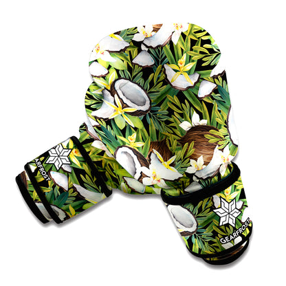 Vanilla Flower And Coconut Pattern Print Boxing Gloves