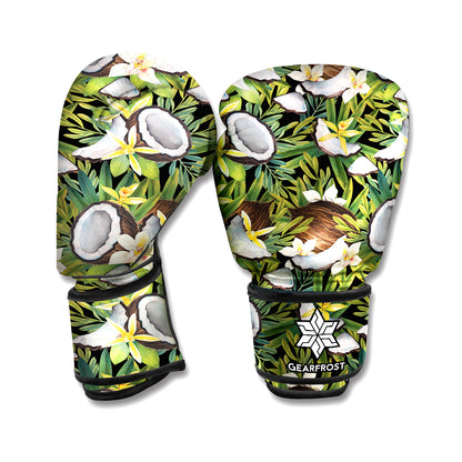 Vanilla Flower And Coconut Pattern Print Boxing Gloves