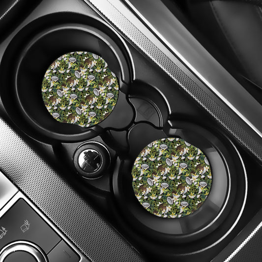 Vanilla Flower And Coconut Pattern Print Car Coasters