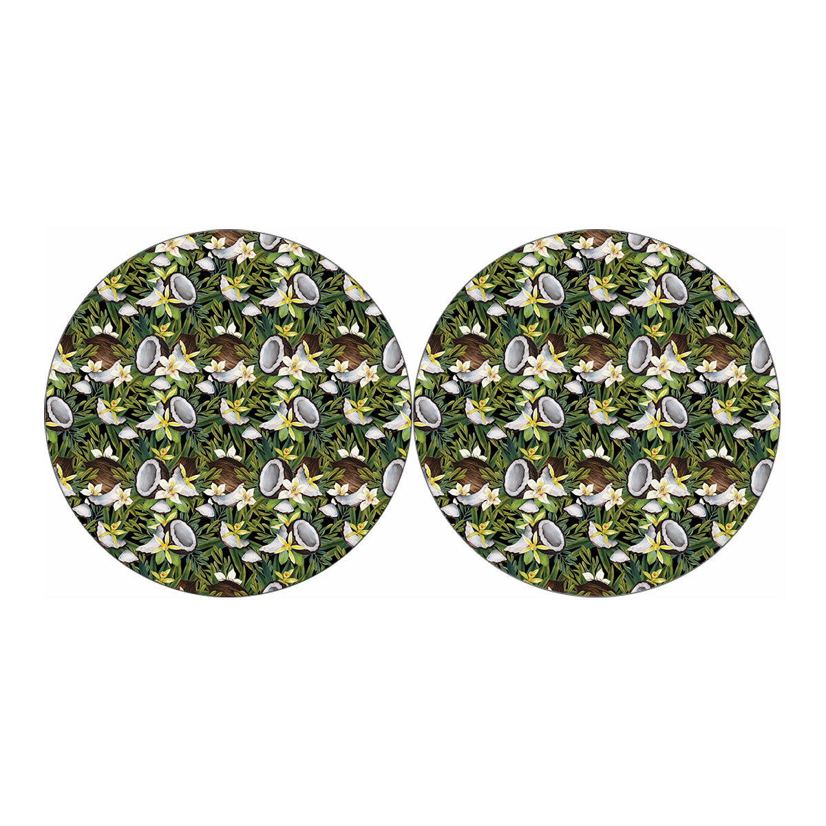 Vanilla Flower And Coconut Pattern Print Car Coasters