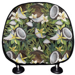 Vanilla Flower And Coconut Pattern Print Car Headrest Covers