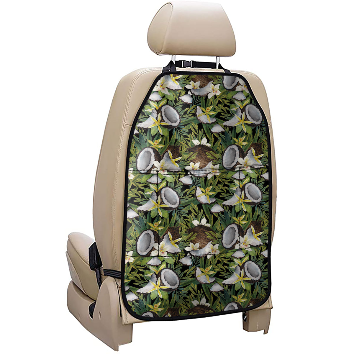Vanilla Flower And Coconut Pattern Print Car Seat Organizers