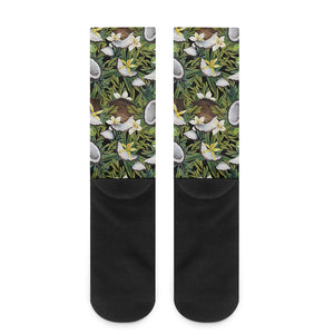 Vanilla Flower And Coconut Pattern Print Crew Socks