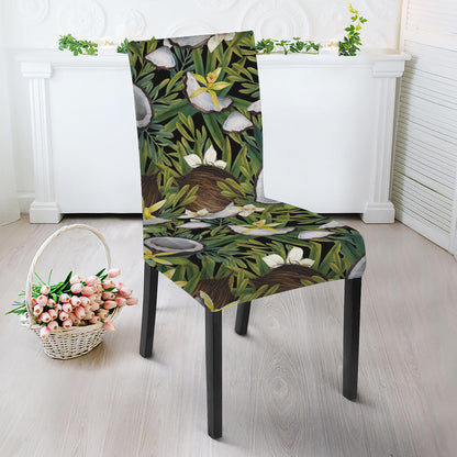 Vanilla Flower And Coconut Pattern Print Dining Chair Slipcover