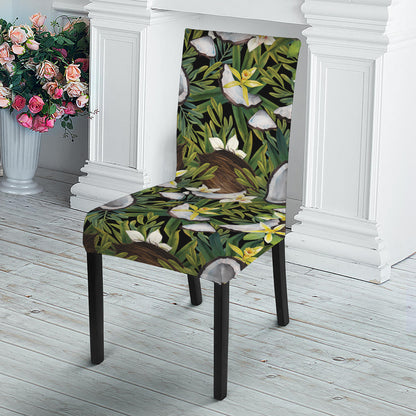 Vanilla Flower And Coconut Pattern Print Dining Chair Slipcover