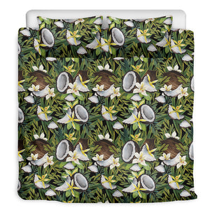 Vanilla Flower And Coconut Pattern Print Duvet Cover Bedding Set