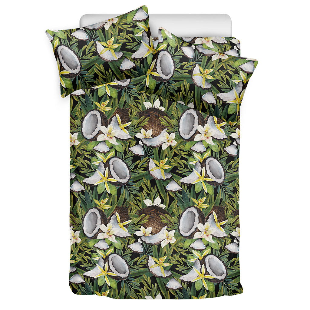 Vanilla Flower And Coconut Pattern Print Duvet Cover Bedding Set