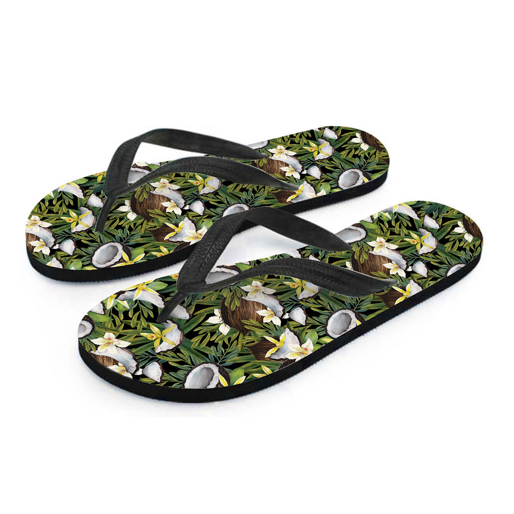 Vanilla Flower And Coconut Pattern Print Flip Flops