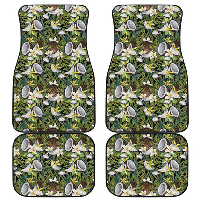 Vanilla Flower And Coconut Pattern Print Front and Back Car Floor Mats