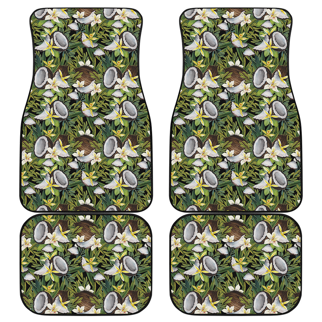 Vanilla Flower And Coconut Pattern Print Front and Back Car Floor Mats