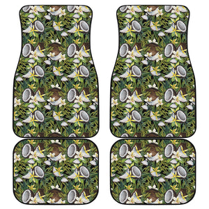 Vanilla Flower And Coconut Pattern Print Front and Back Car Floor Mats