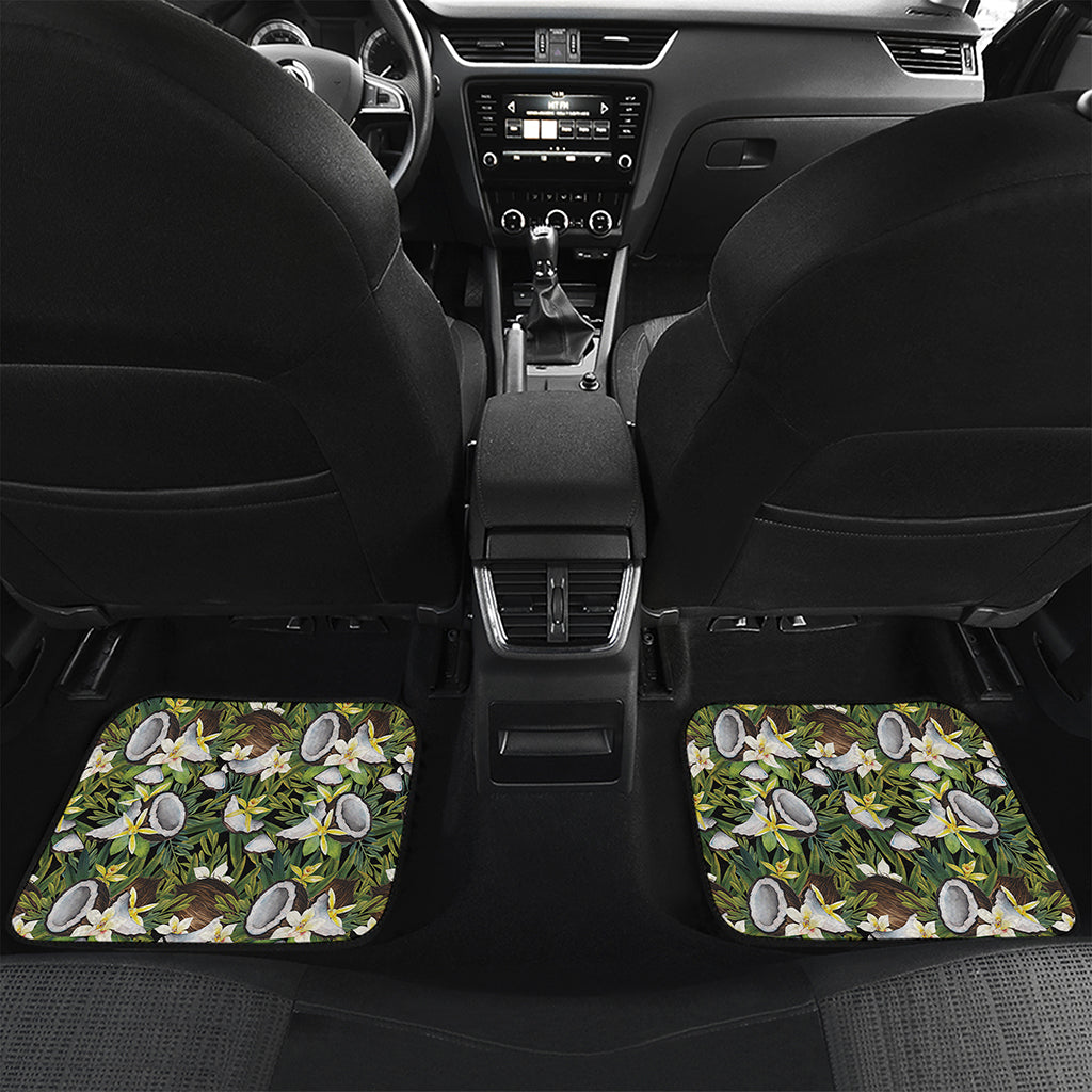 Vanilla Flower And Coconut Pattern Print Front and Back Car Floor Mats