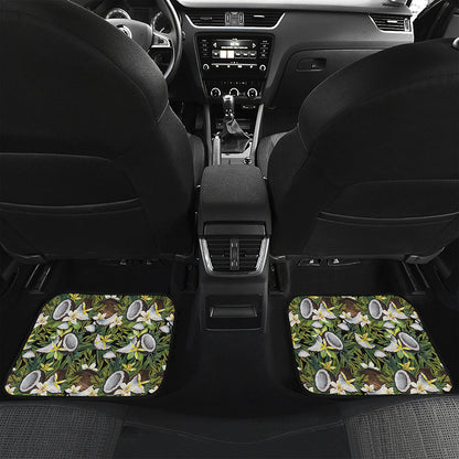 Vanilla Flower And Coconut Pattern Print Front and Back Car Floor Mats