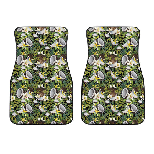 Vanilla Flower And Coconut Pattern Print Front Car Floor Mats