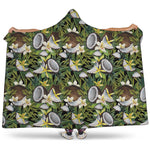 Vanilla Flower And Coconut Pattern Print Hooded Blanket