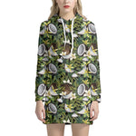 Vanilla Flower And Coconut Pattern Print Hoodie Dress