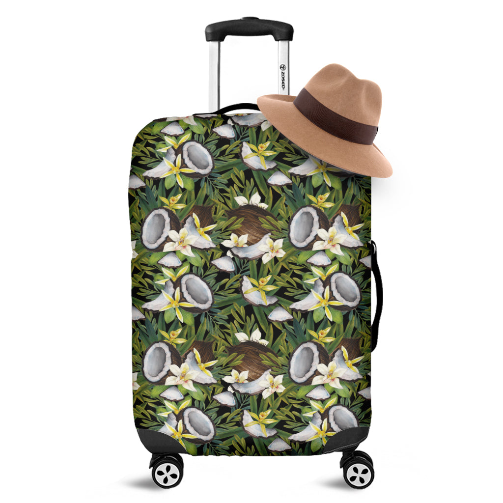 Vanilla Flower And Coconut Pattern Print Luggage Cover