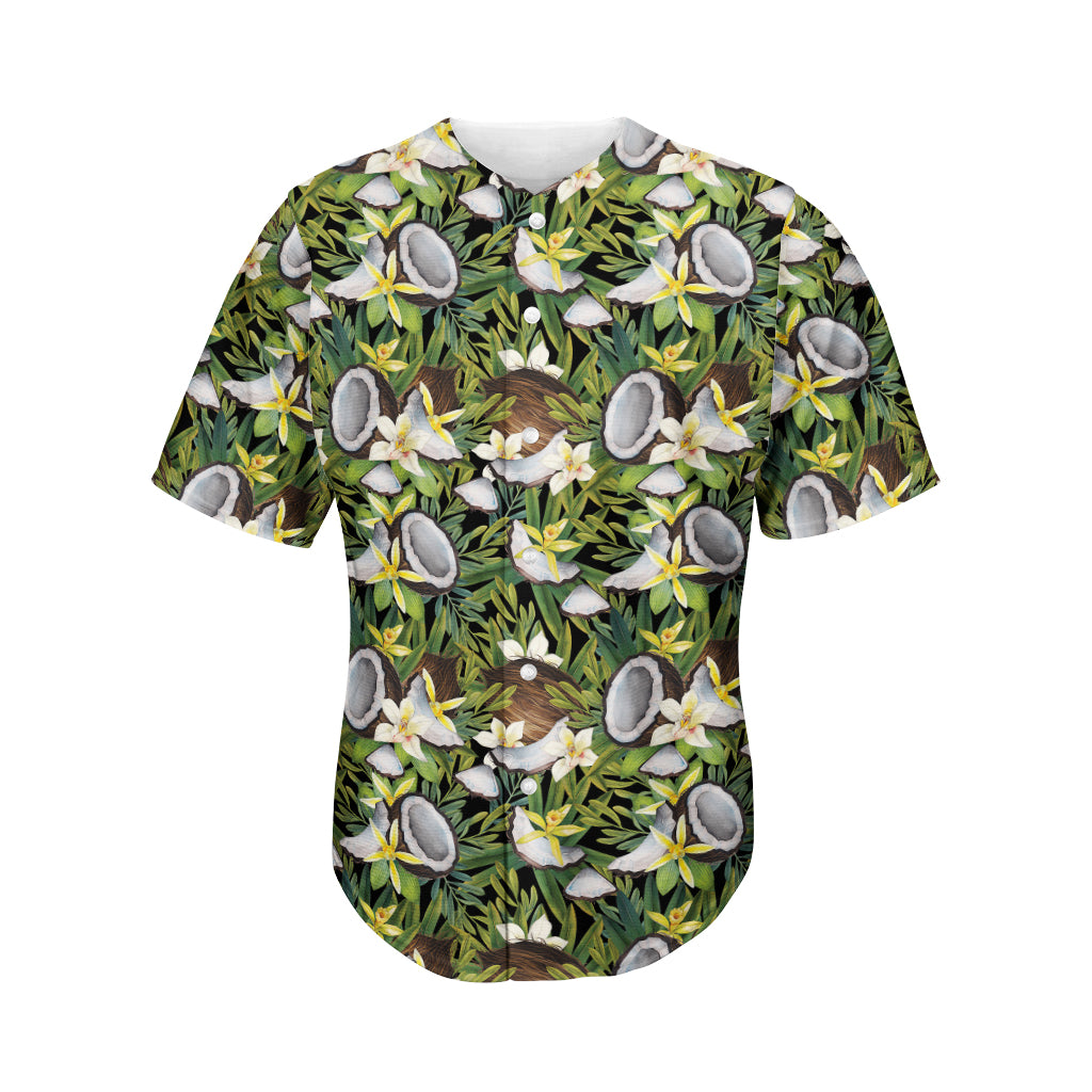 Vanilla Flower And Coconut Pattern Print Men's Baseball Jersey