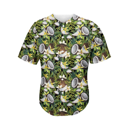 Vanilla Flower And Coconut Pattern Print Men's Baseball Jersey