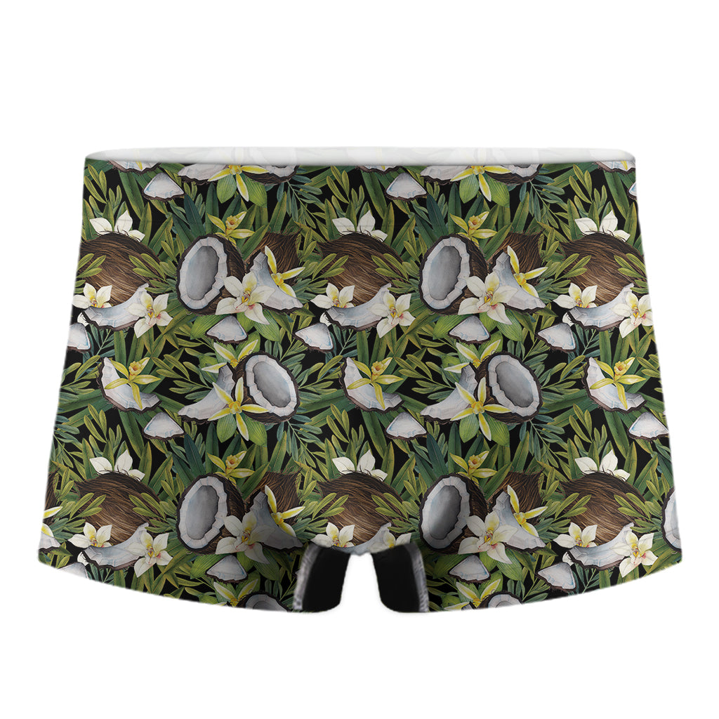 Vanilla Flower And Coconut Pattern Print Men's Boxer Briefs