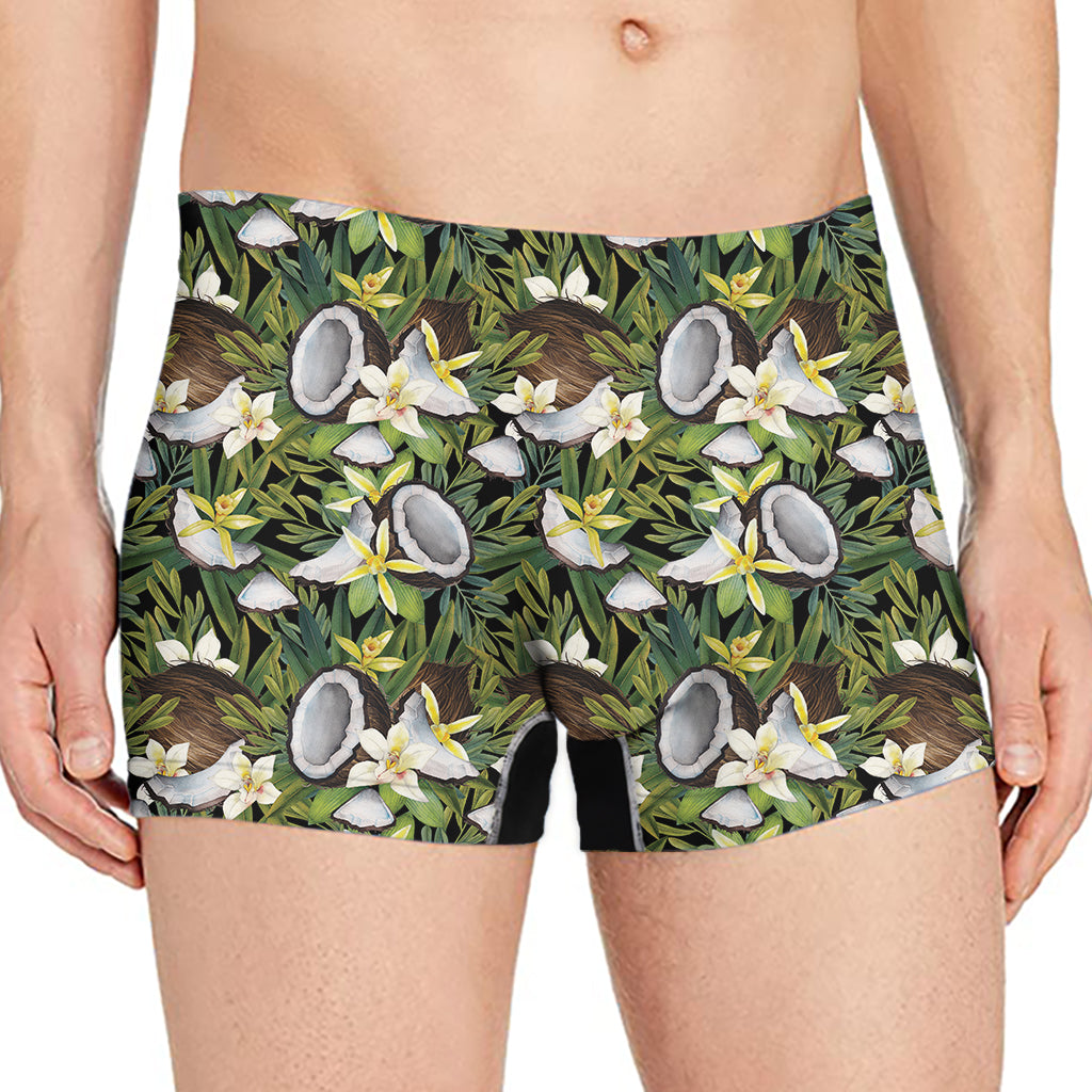 Vanilla Flower And Coconut Pattern Print Men's Boxer Briefs