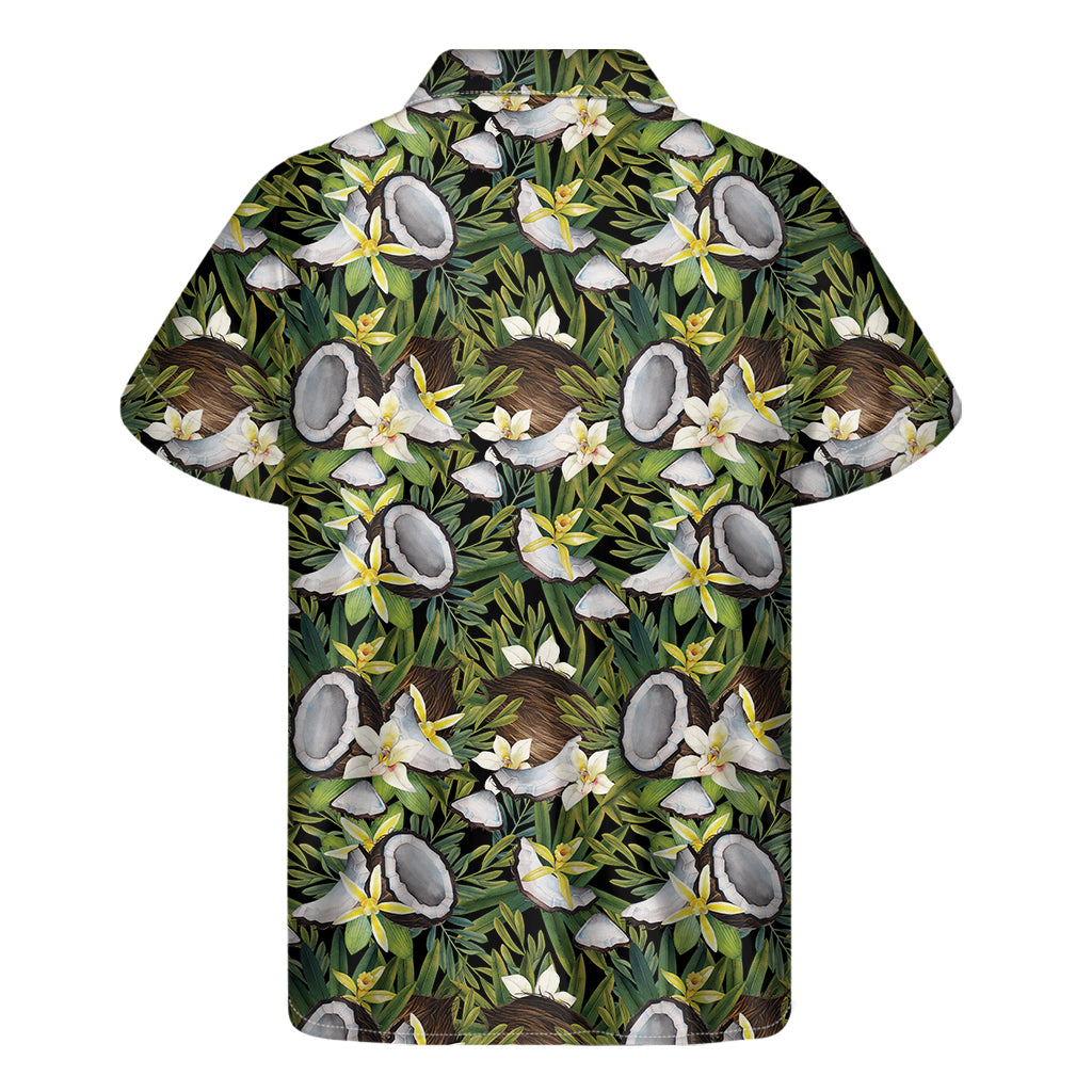 Vanilla Flower And Coconut Pattern Print Men's Short Sleeve Shirt